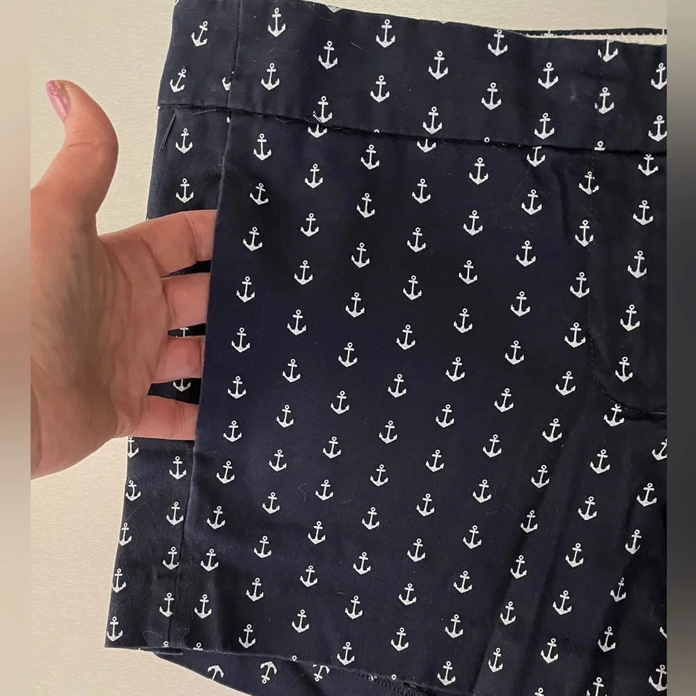 J.Crew  Navy & White Anchor Print Shorts 6